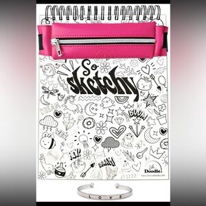 Life is a Doodle So Sketchy Book Art Gift Set Hardcover White Paper Bracelet